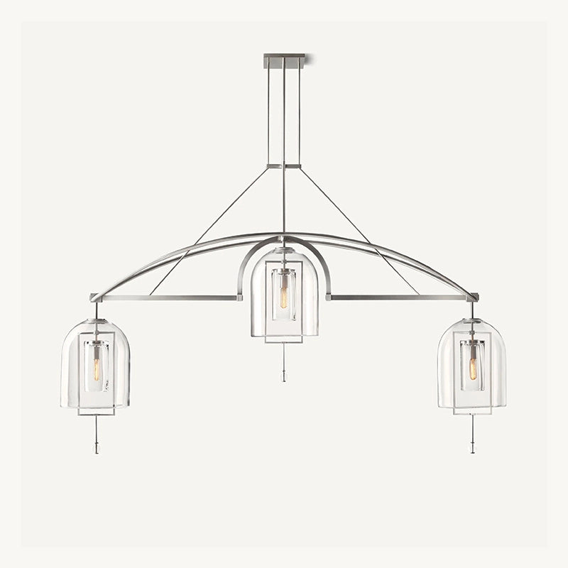 Antizer Bell Glass Chandelier for Living Room Silver 3 Heads-85" Warm Light
