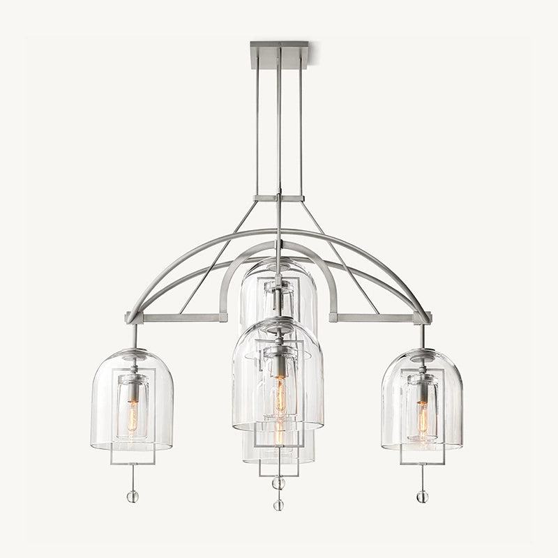 Antizer Bell Glass Chandelier for Living Room Silver 5 Heads-61" Warm Light