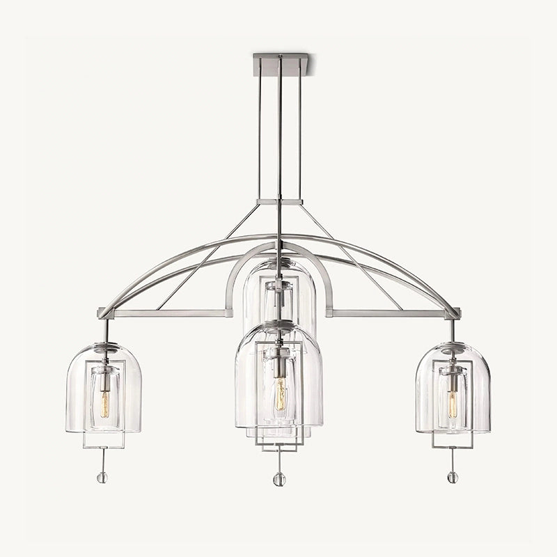 Antizer Bell Glass Chandelier for Living Room Silver 5 Heads-73" Warm Light