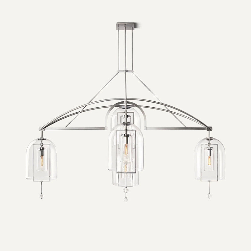 Antizer Bell Glass Chandelier for Living Room Silver 5 Heads-85" Warm Light