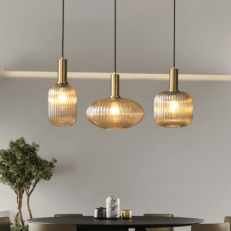 Antizer Nordic Vintage Glass Striped Pendant Light