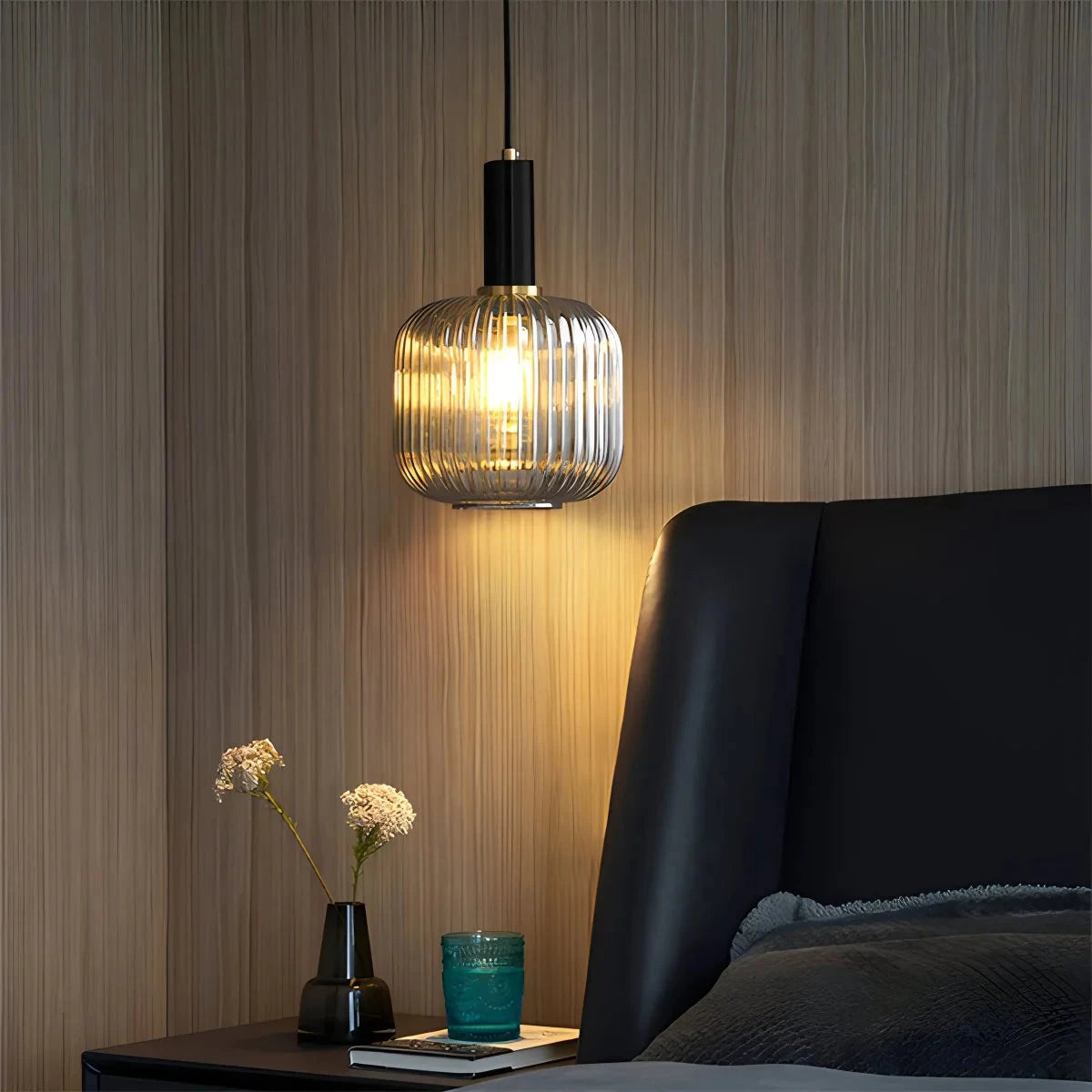 Antizer Nordic Vintage Glass Striped Pendant Light