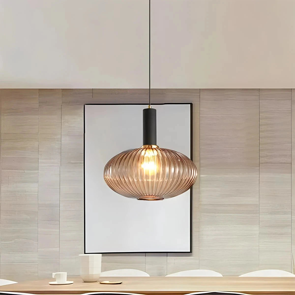 Antizer Nordic Vintage Glass Striped Pendant Light