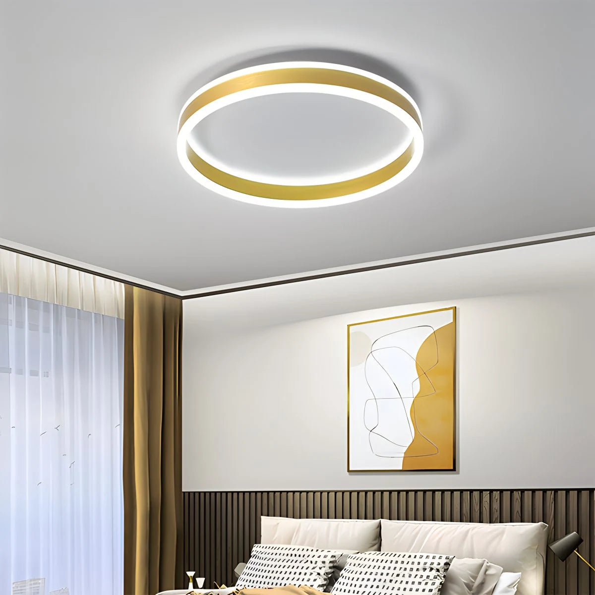 Antizer Simple Modern Round Ceiling Light Golden White Light