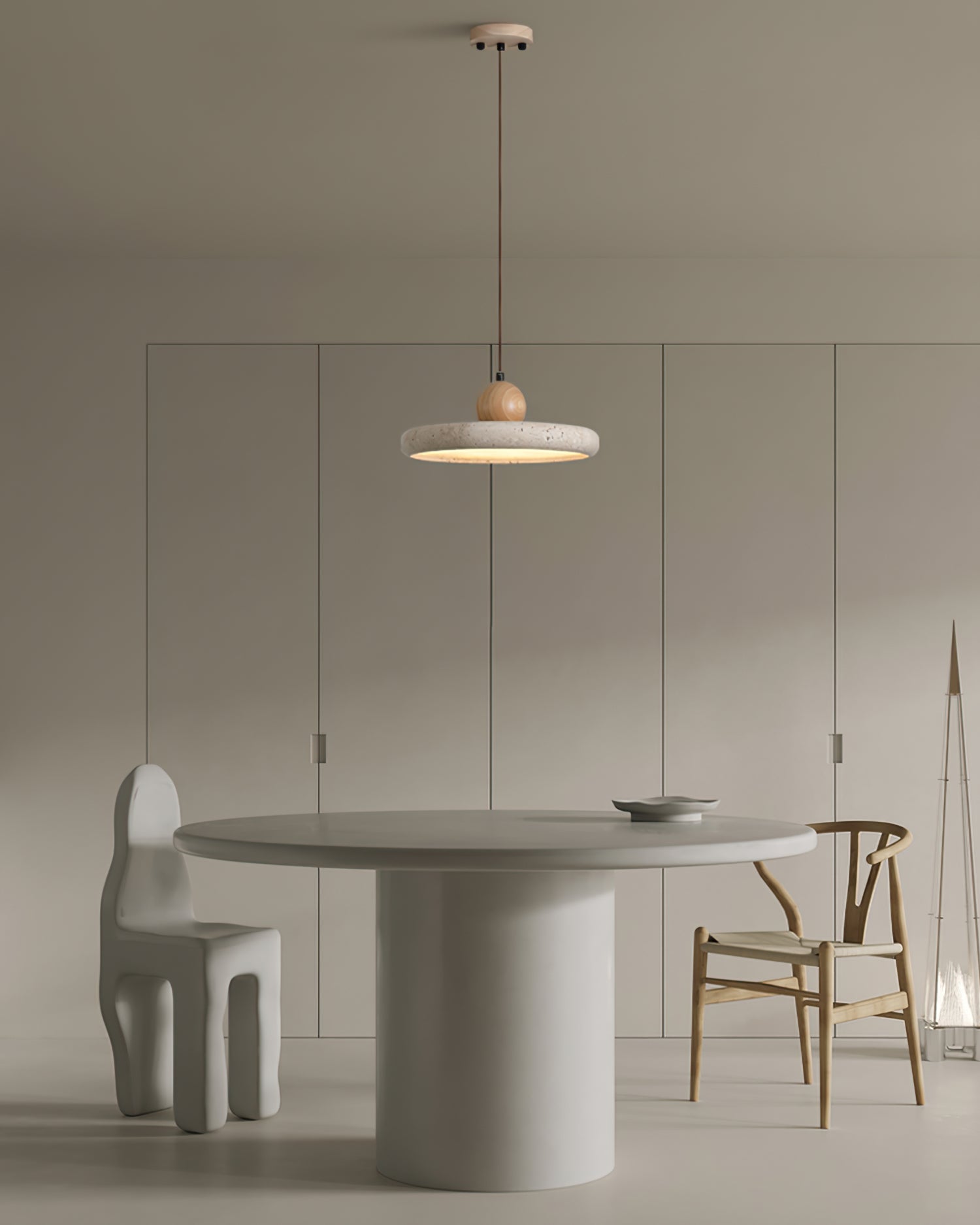 Siyane Modern Yellow Travertine Wood LED Pendant Lamp for Dining Room