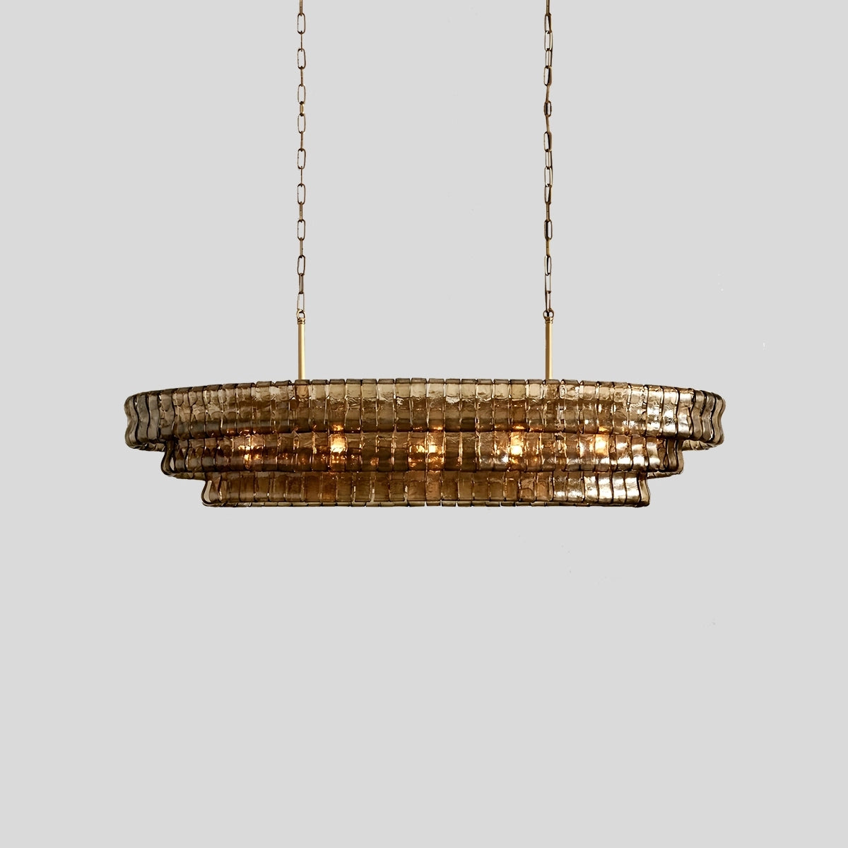 Antizer Light Luxury Murano Ring Layered Glass Chandelier Smoke Gray Long 3 Layers
