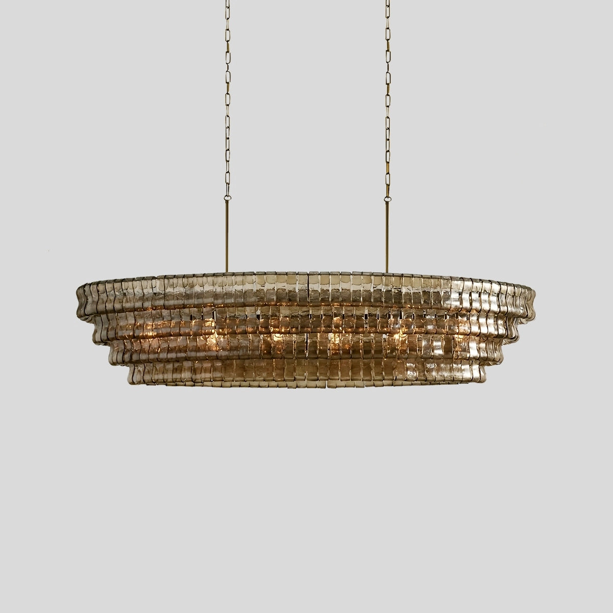 Antizer Light Luxury Murano Ring Layered Glass Chandelier Smoke Gray Long 4 Layers