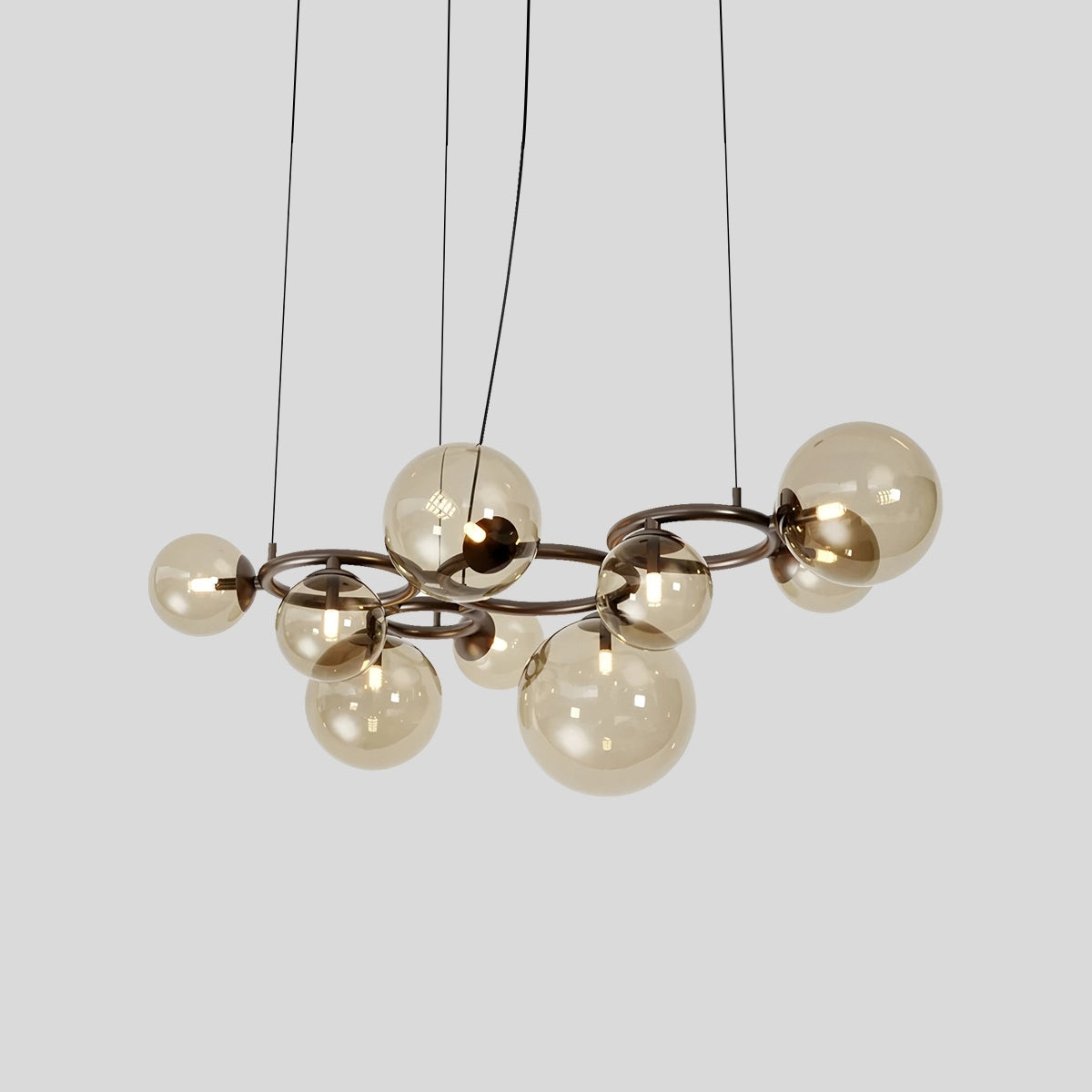 Antizer Luxurious Single-Tone Glass Spheres Chandelier Smoky Gray 9 Heads