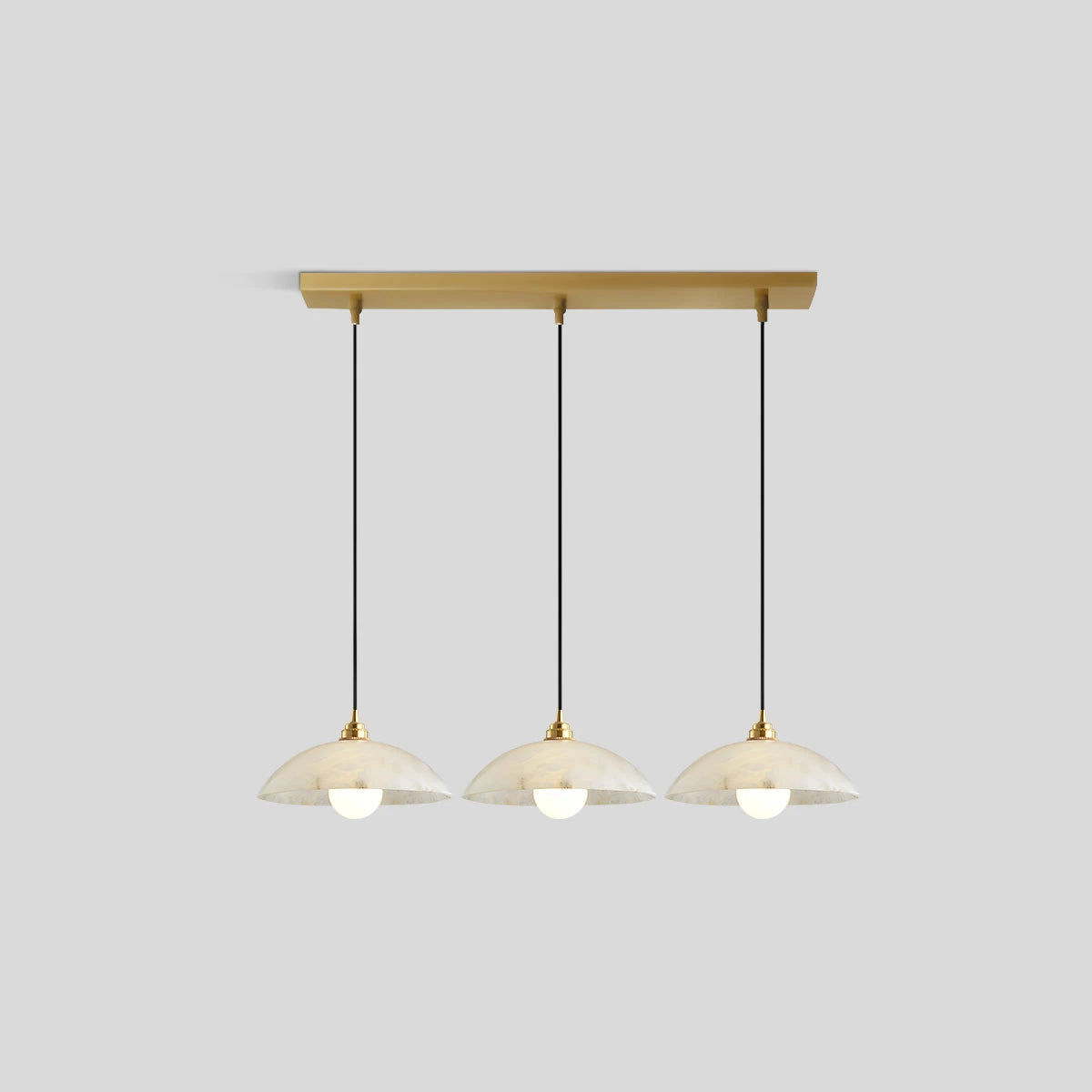 Antizer Dome Spanish Alabaster Pendant Light for Dining Room Square Disk 3 Heads