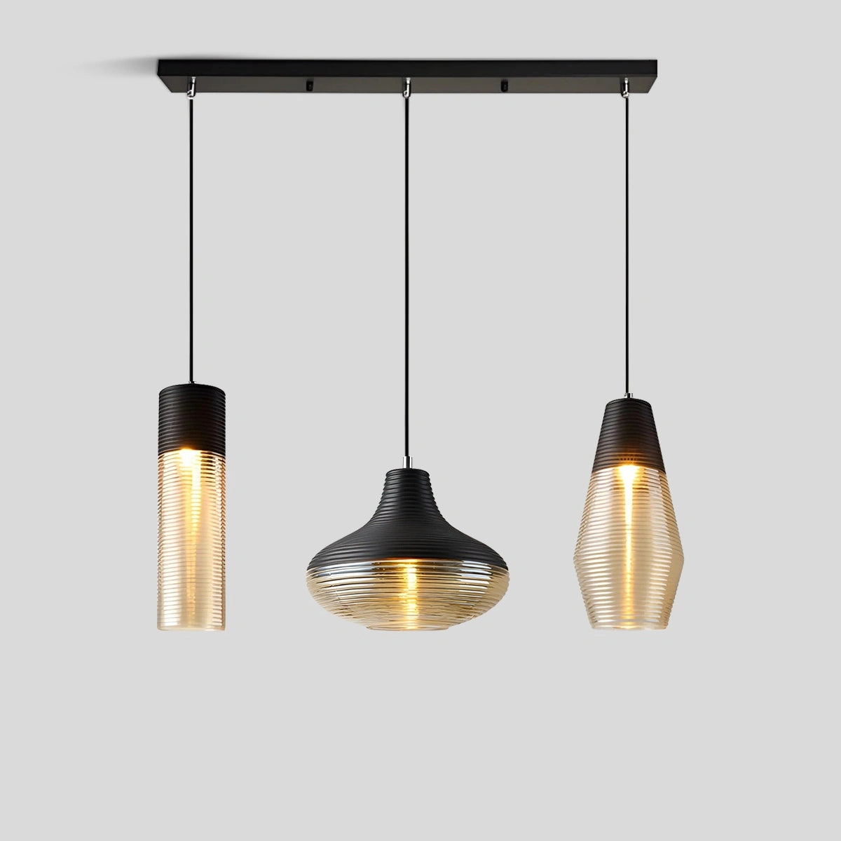 Antizer Industrial Style Glass Pendant Light for Kitchen Square Disk 3 Head