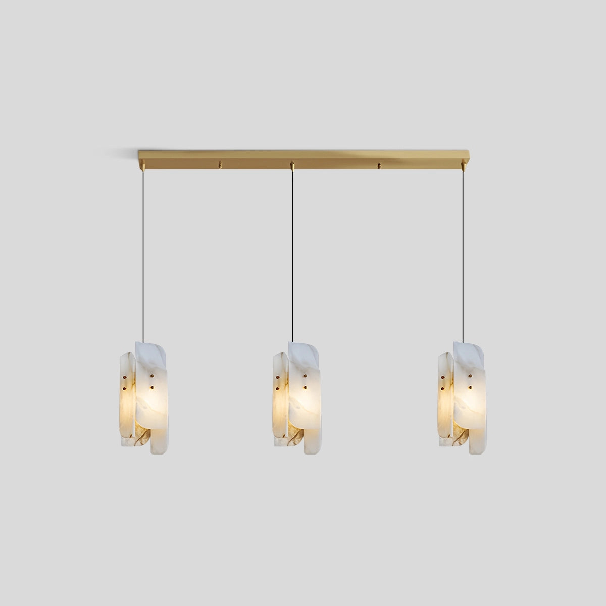 Antizer Minimalist Art Splicing Spanish Alabaster Pendant Light Square Disk 3 Heads