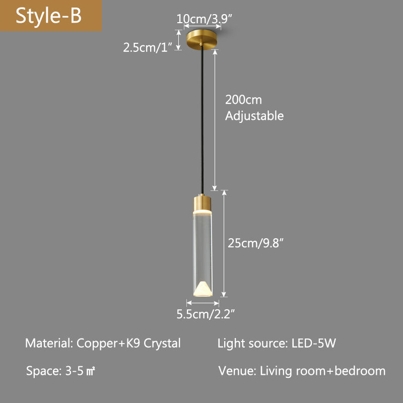 Antizer Copper Crystal Pendant Light Multiple Styles Available