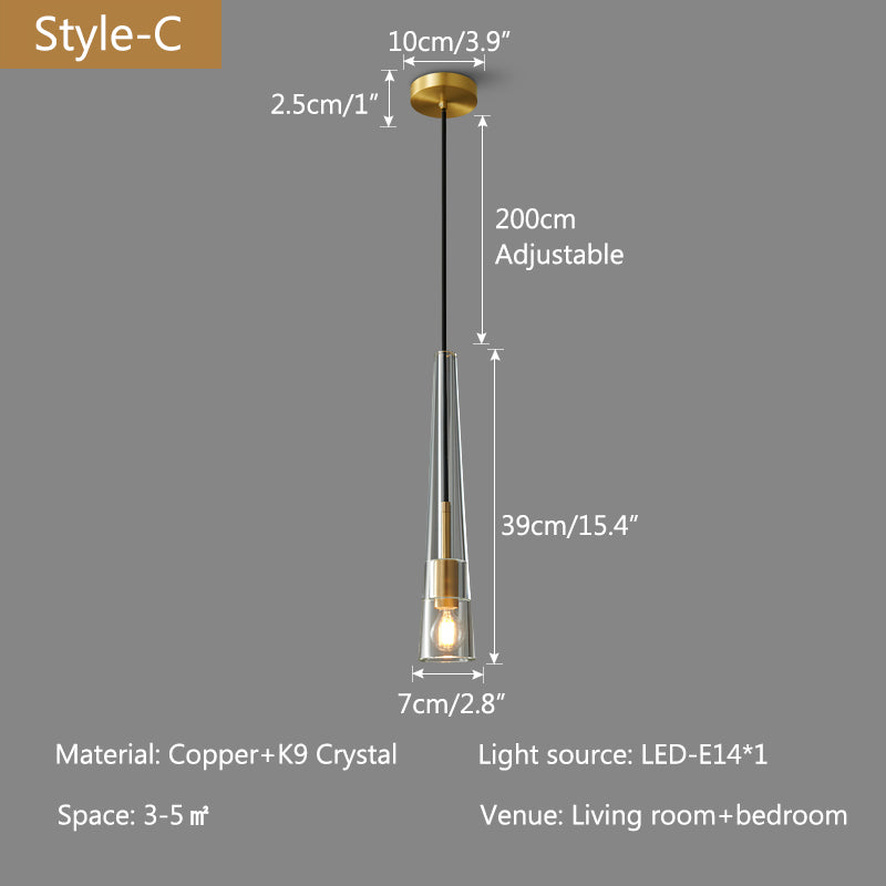 Antizer Copper Crystal Pendant Light Multiple Styles Available