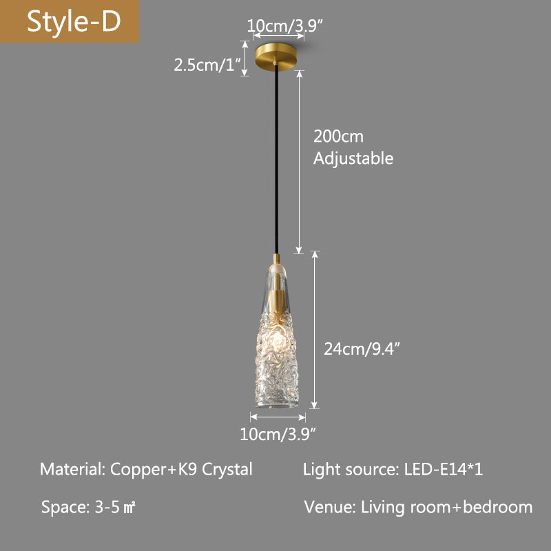 Antizer Copper Crystal Pendant Light Multiple Styles Available