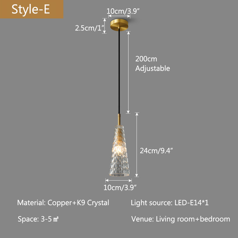 Antizer Copper Crystal Pendant Light Multiple Styles Available