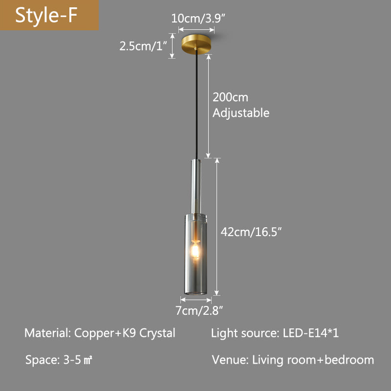 Antizer Copper Crystal Pendant Light Multiple Styles Available