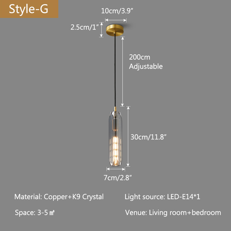 Antizer Copper Crystal Pendant Light Multiple Styles Available