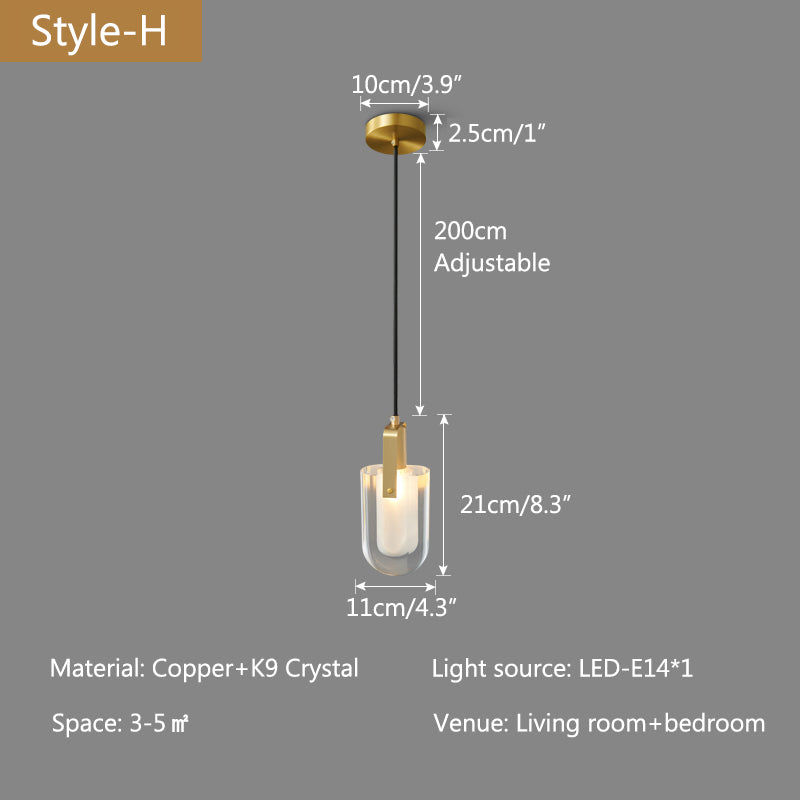 Antizer Copper Crystal Pendant Light Multiple Styles Available