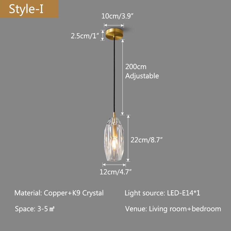 Antizer Copper Crystal Pendant Light Multiple Styles Available