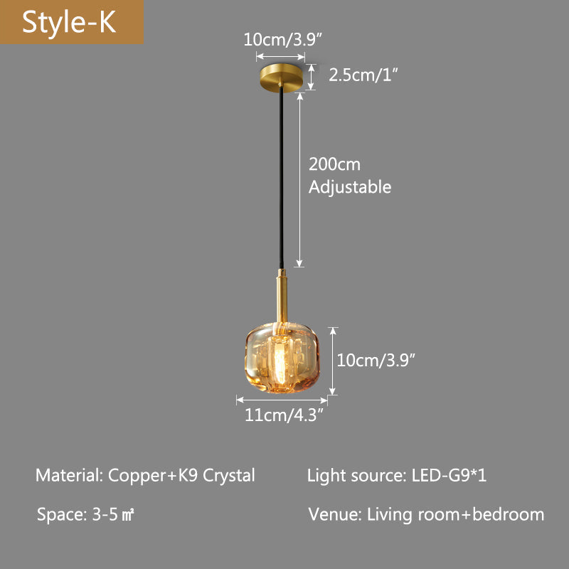 Antizer Copper Crystal Pendant Light Multiple Styles Available