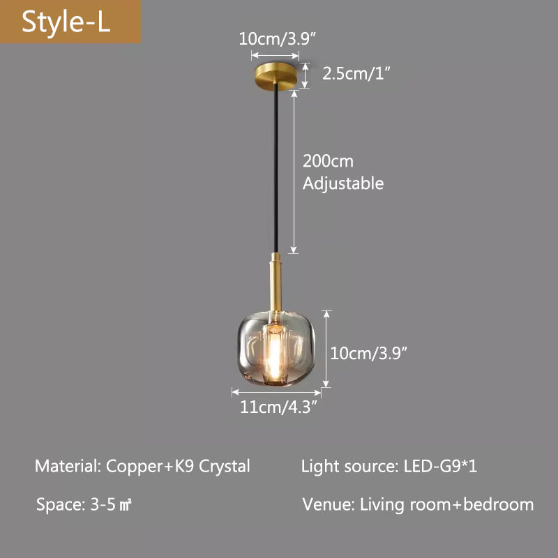 Antizer Copper Crystal Pendant Light Multiple Styles Available