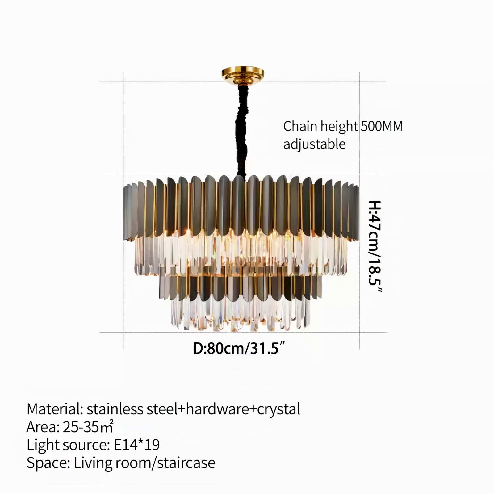 Antizer Modern Black Gold Luxury Crystal Chandelier