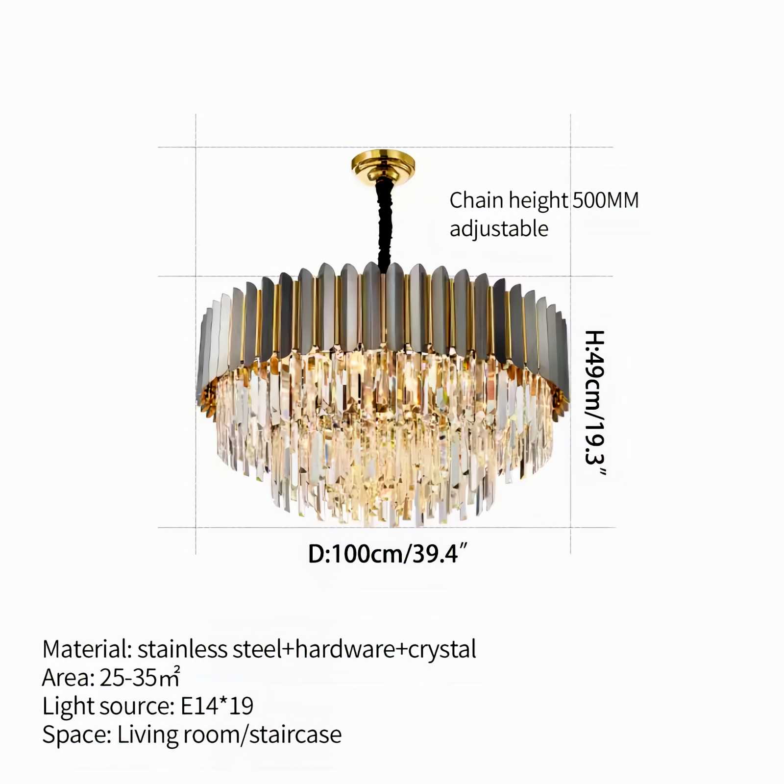 Antizer Modern Black Gold Luxury Crystal Chandelier
