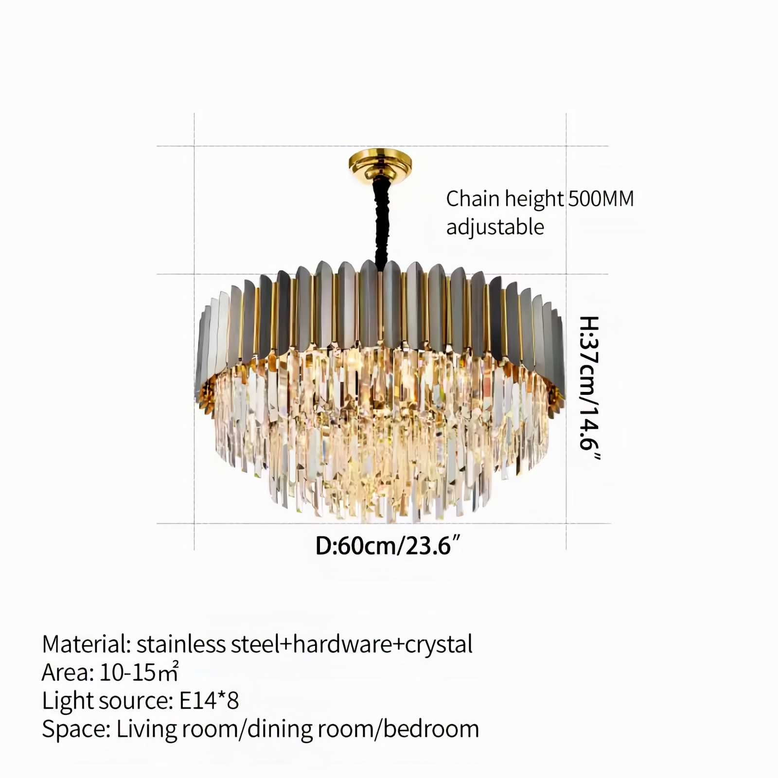 Antizer Modern Black Gold Luxury Crystal Chandelier