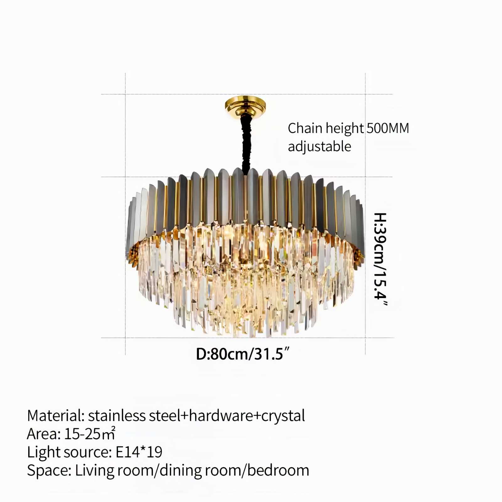Antizer Modern Black Gold Luxury Crystal Chandelier