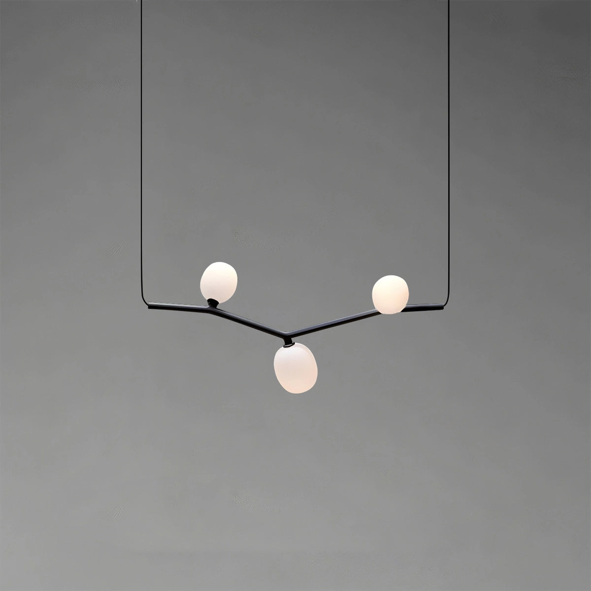 Antizer Nordic Creative Tree Branch Glass Chandelier Black Horizontal-3 Heads