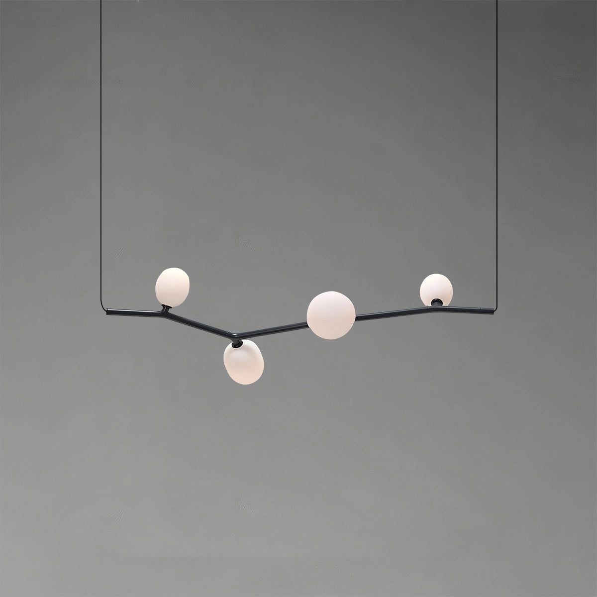 Antizer Nordic Creative Tree Branch Glass Chandelier Black Horizontal-4 Heads