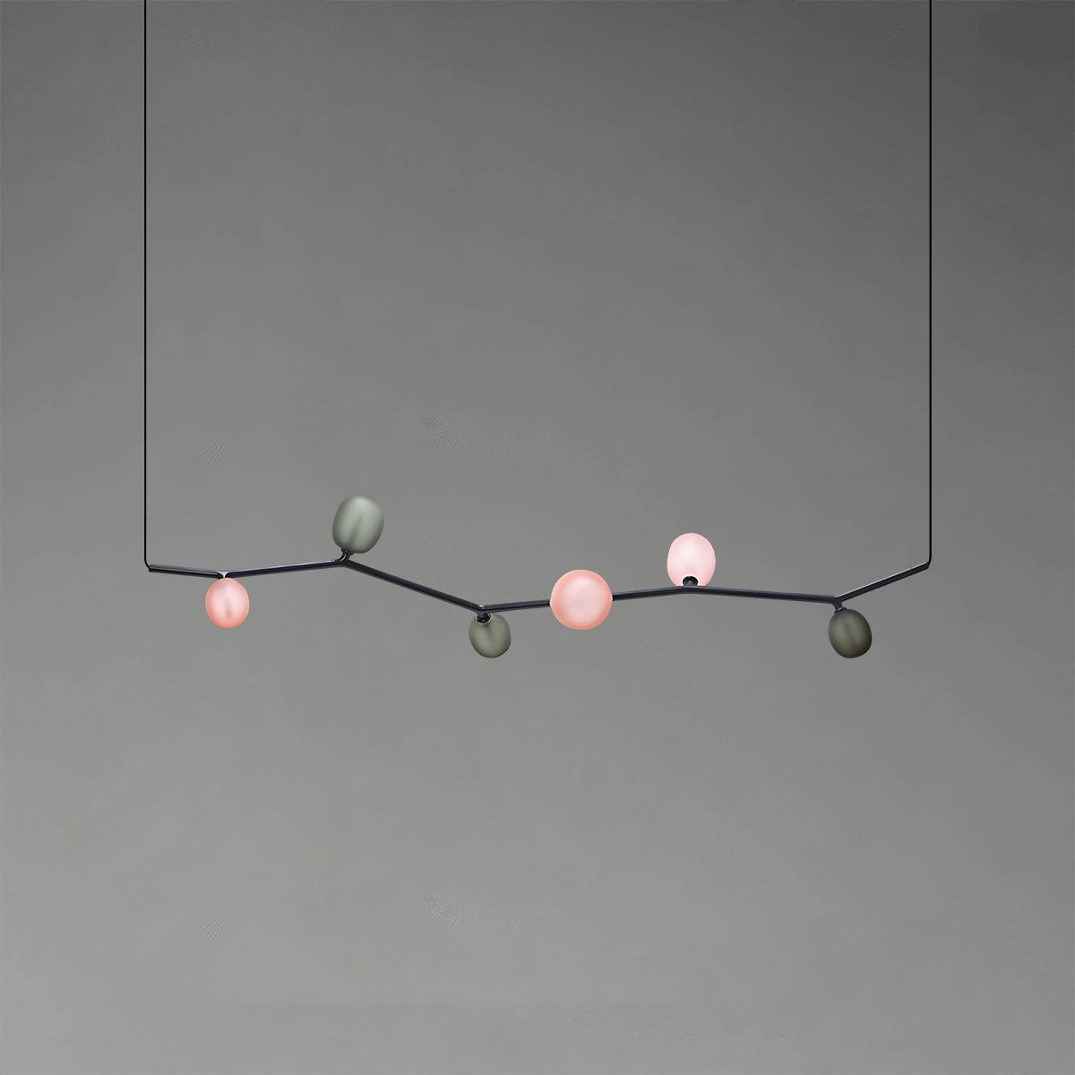 Antizer Nordic Creative Tree Branch Glass Chandelier Black Horizontal-6 Heads