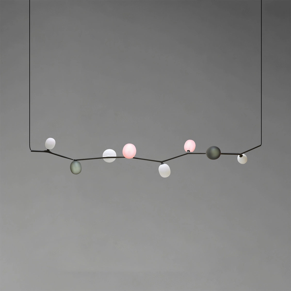 Antizer Nordic Creative Tree Branch Glass Chandelier Black Horizontal-8 Heads