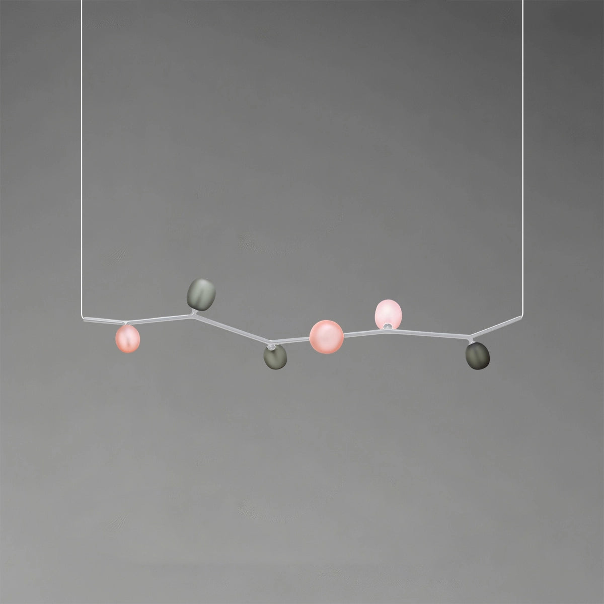 Antizer Nordic Creative Tree Branch Glass Chandelier White Horizontal-6 Heads