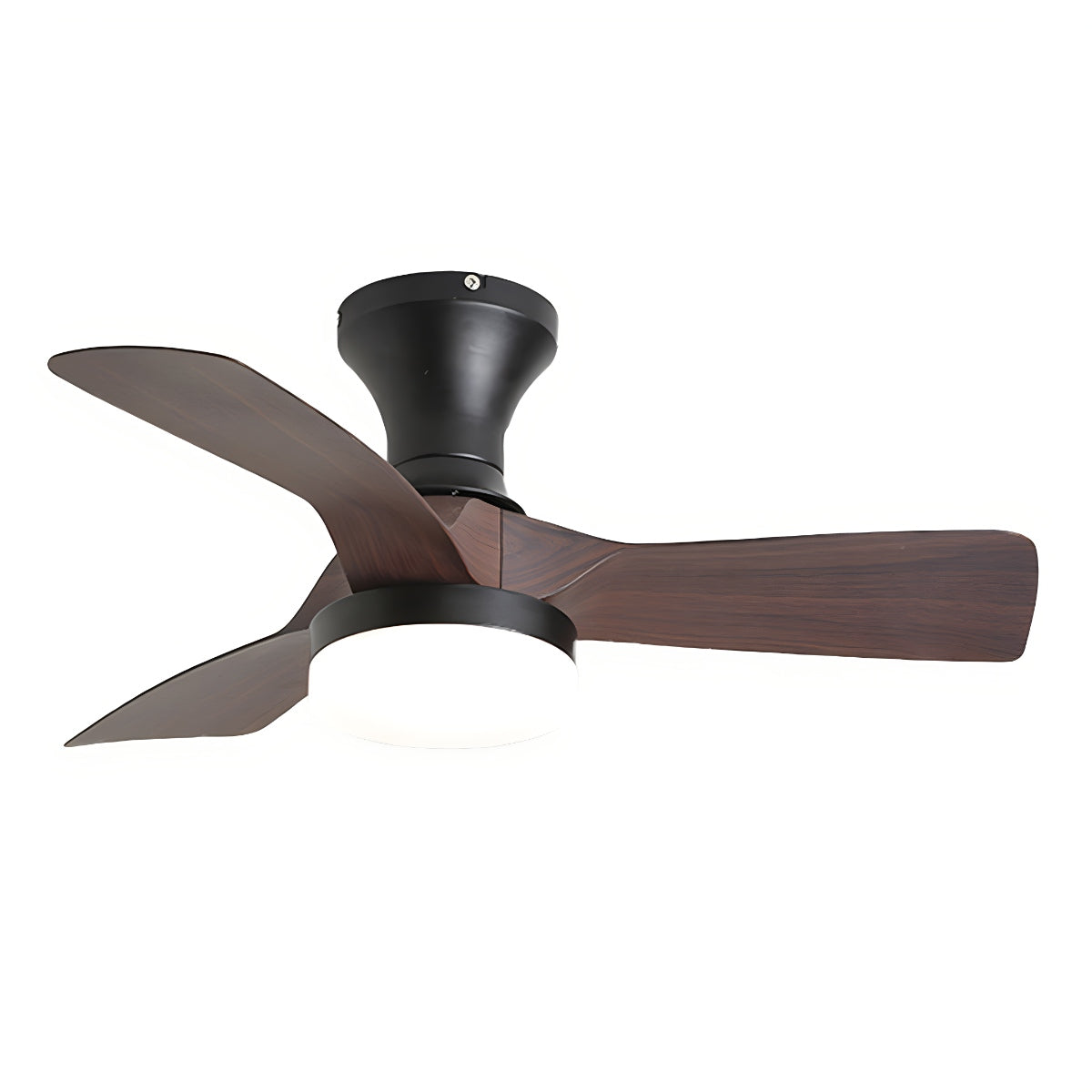 Antizer Small Propeller Ceiling Fan With Light Style A Black+Walnut Tricolor Dimming