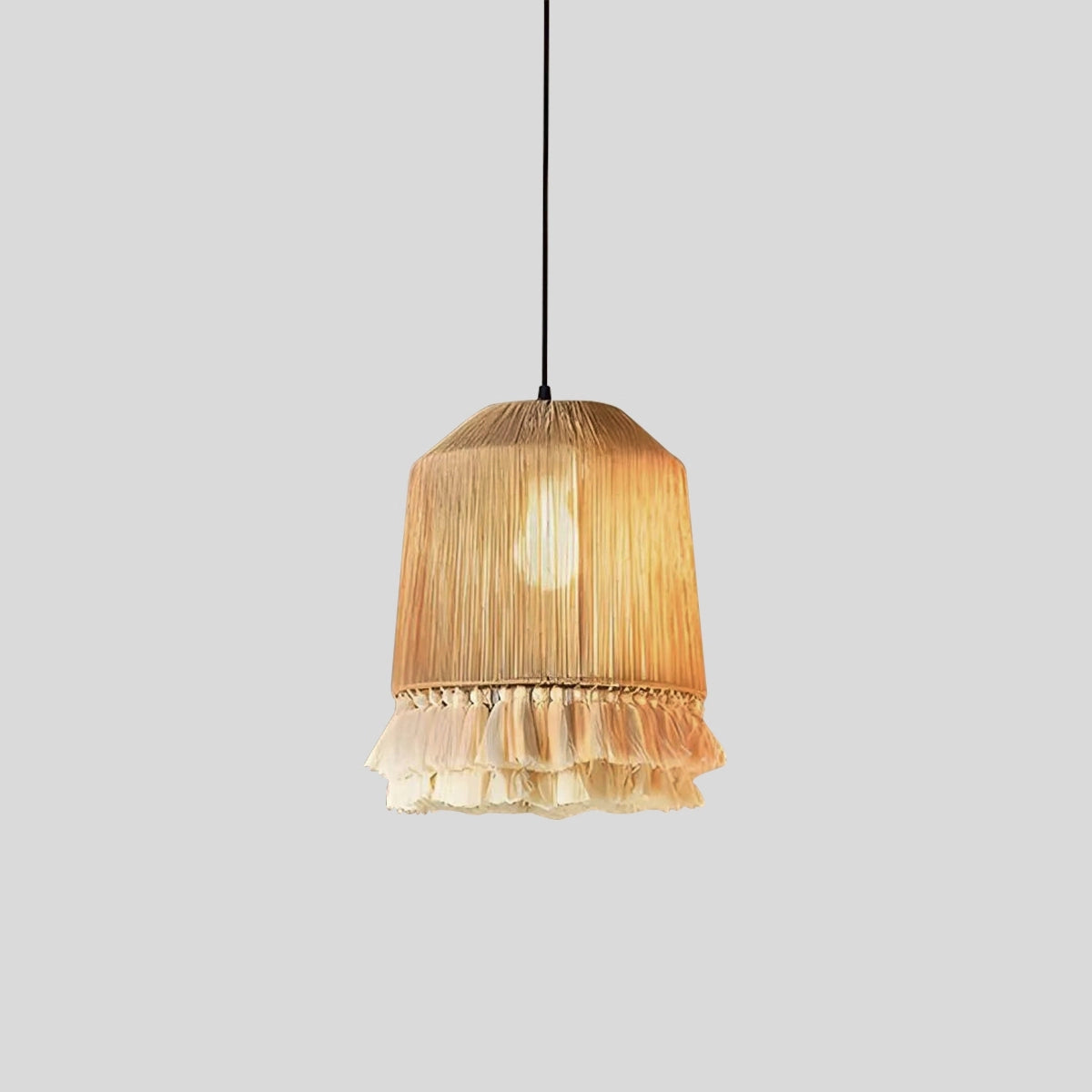 Antizer Boho Vintage Twine Fringe Pendant Light Style A