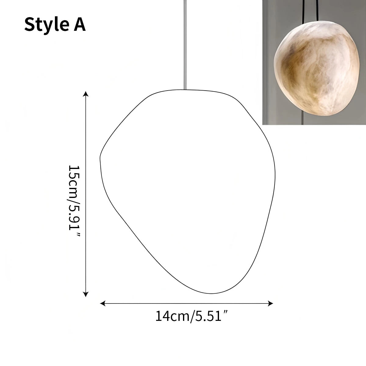 Antizer Modern Pebble Shaped Spanish Alabaster Pendant Light Style A Warm Light