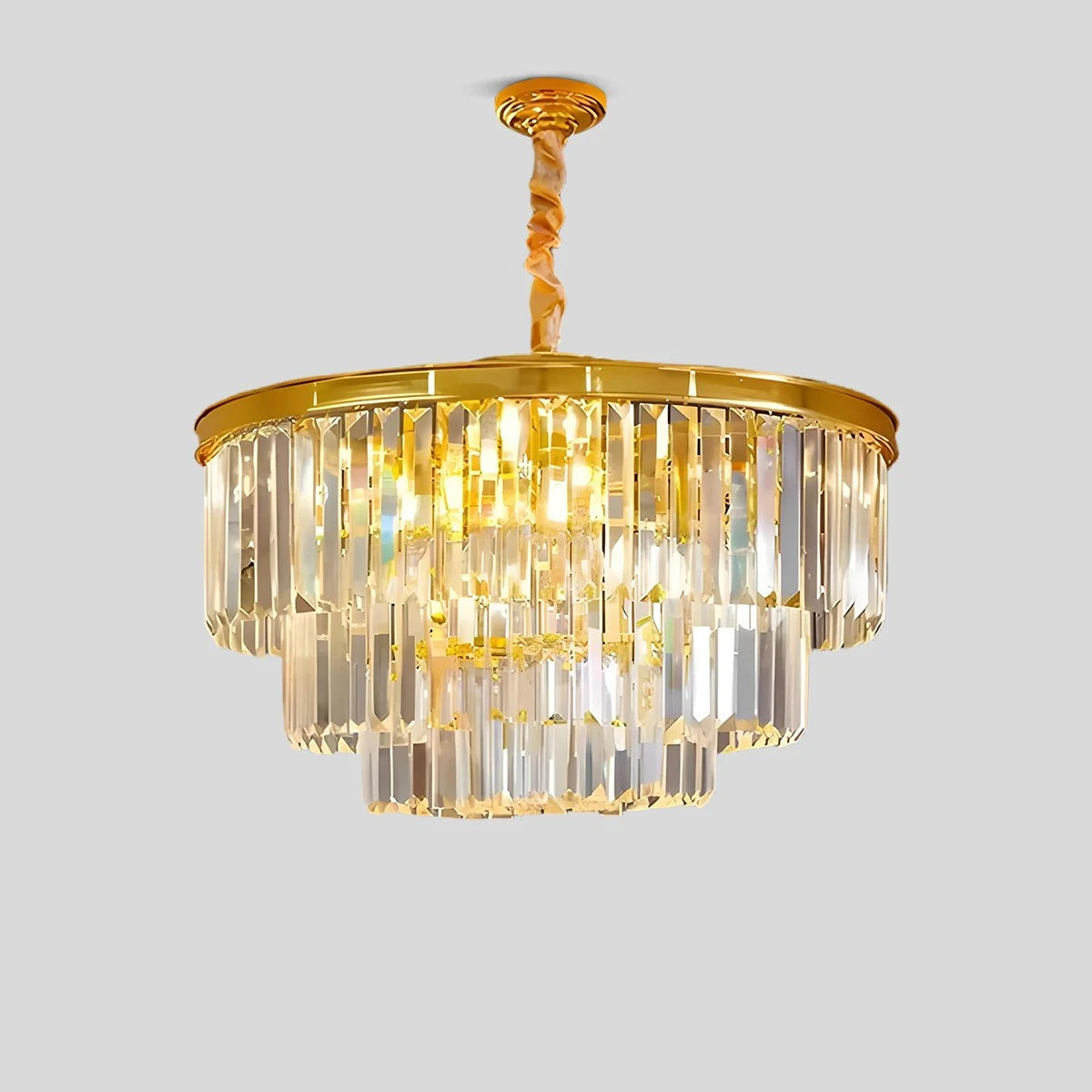 Antizer Light Luxury Crystal Chandelier for Living Room Tricolor Dimming