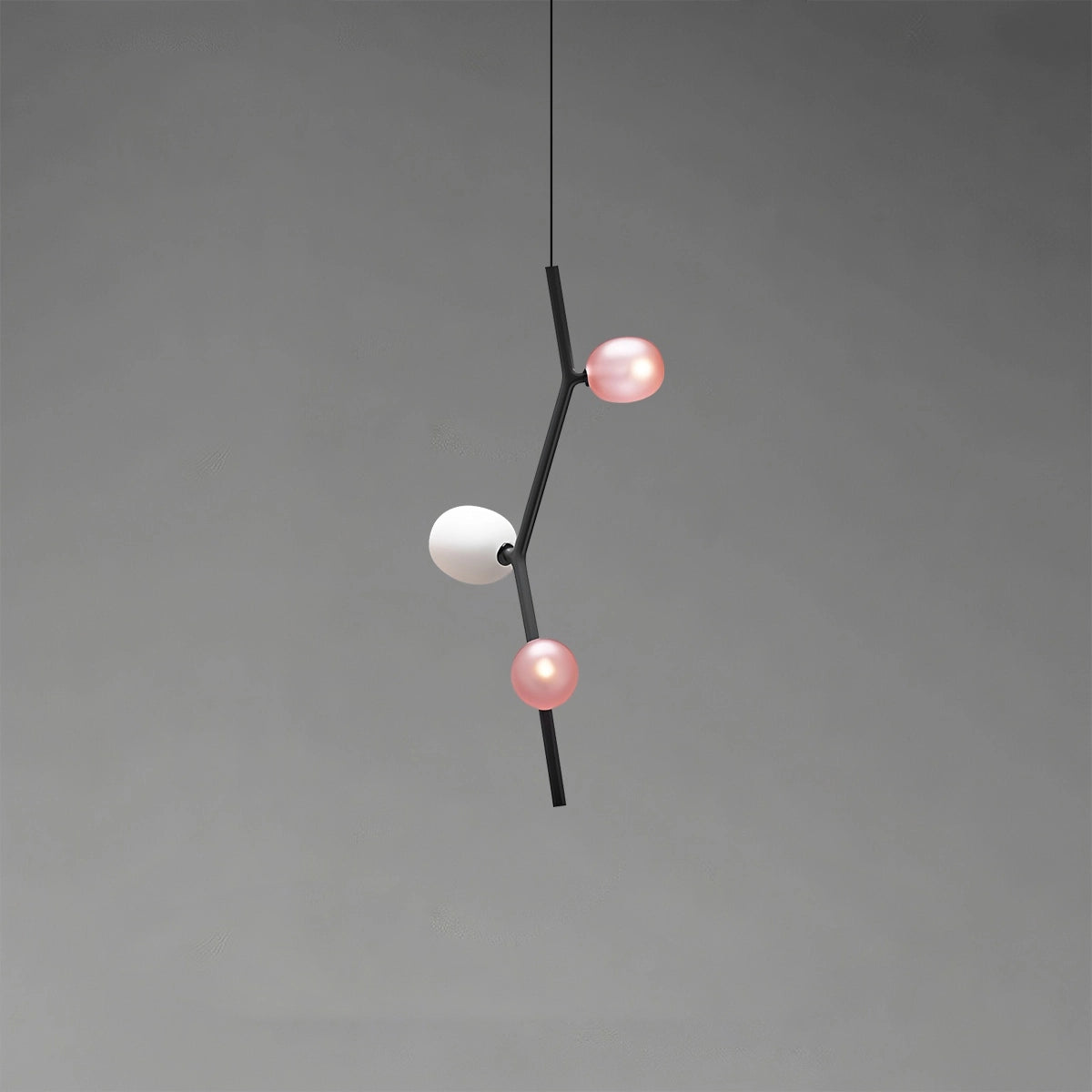 Antizer Nordic Creative Tree Branch Glass Chandelier Black Vertical-3 Heads