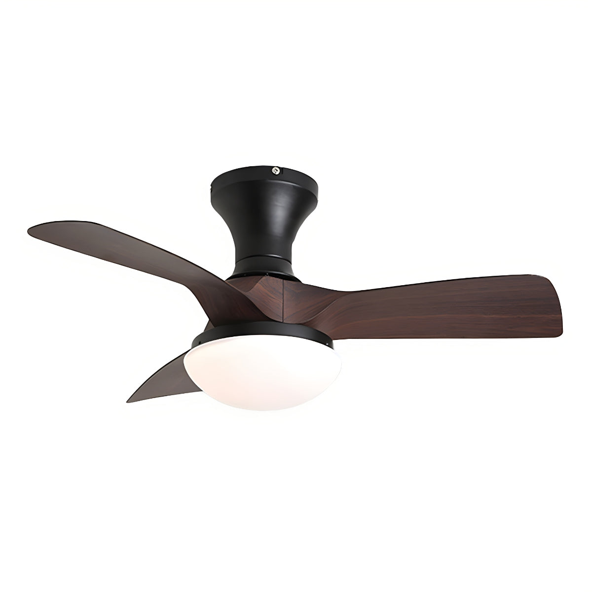 Antizer Small Propeller Ceiling Fan With Light Style B Black+Walnut Tricolor Dimming