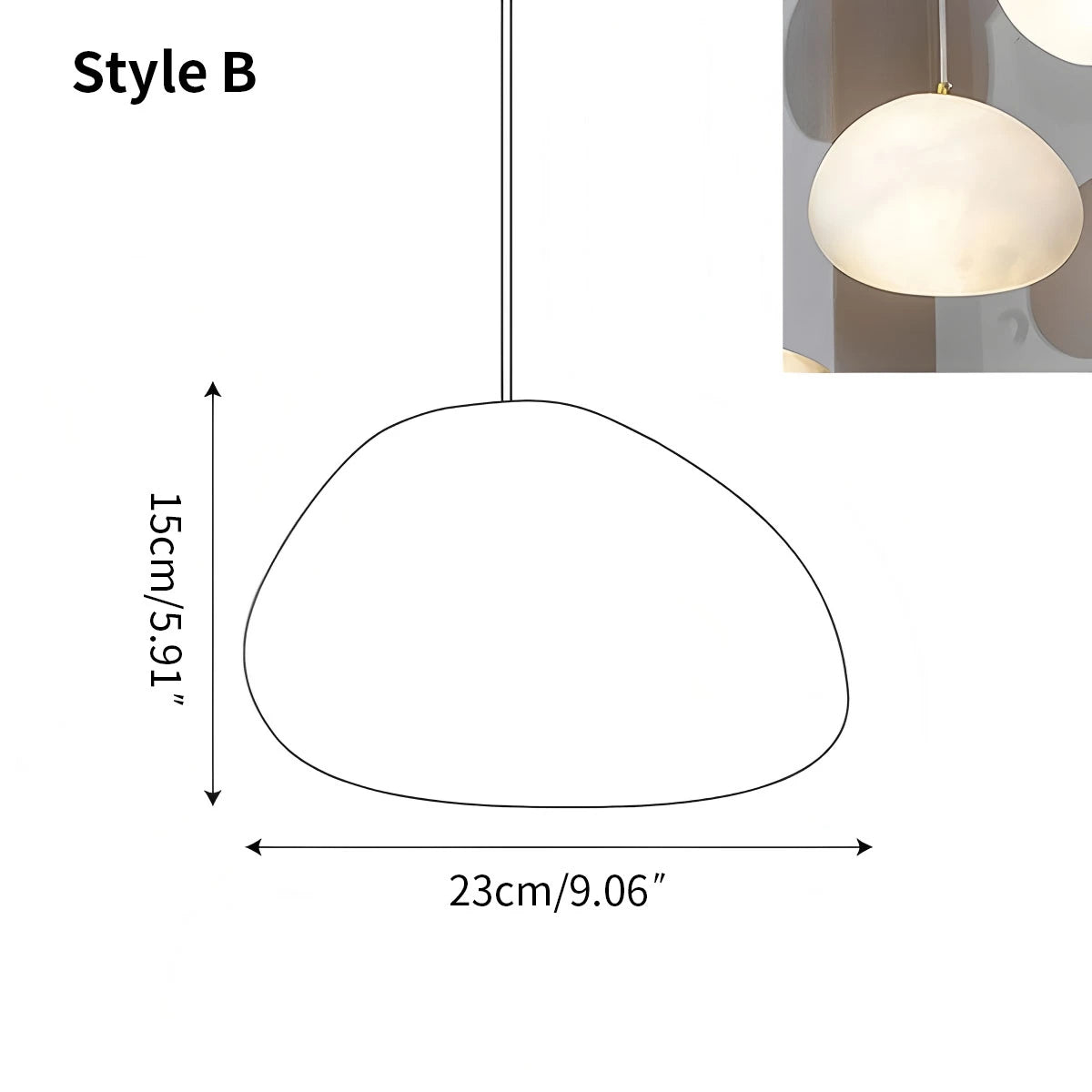 Antizer Modern Pebble Shaped Spanish Alabaster Pendant Light Style B Warm Light