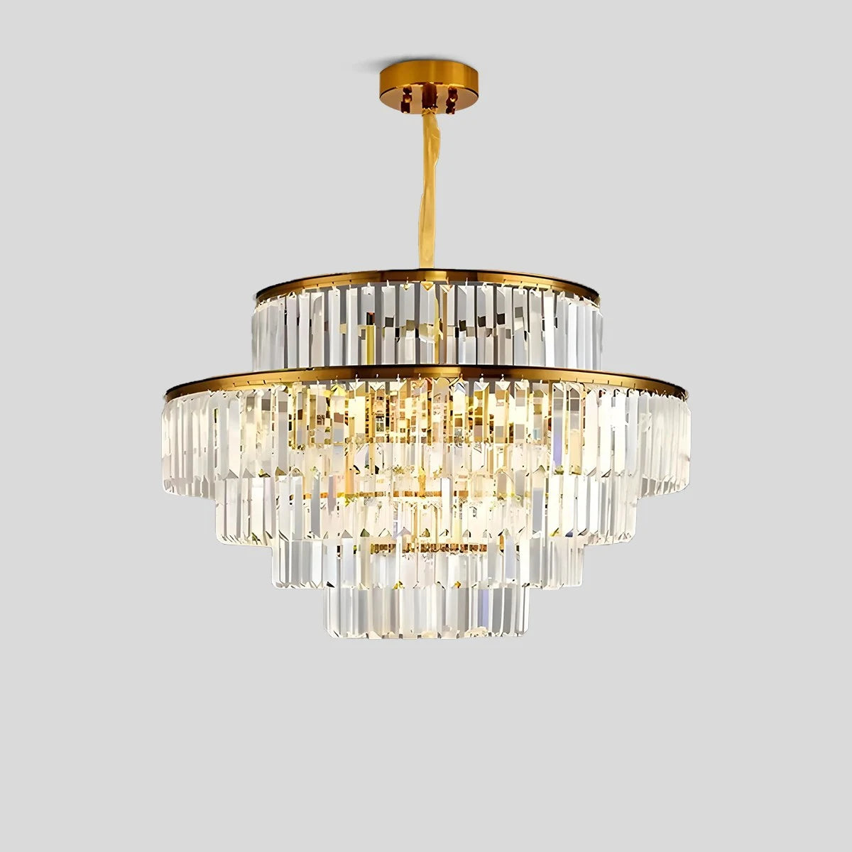 Antizer Light Luxury Crystal Chandelier for Living Room Tricolor Dimming