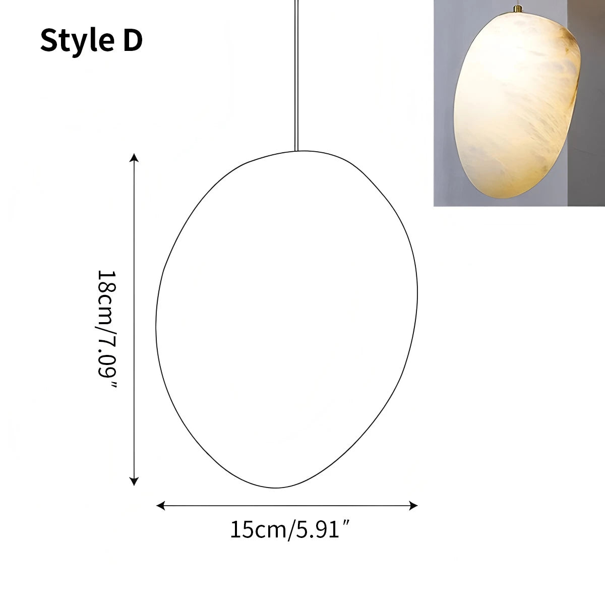 Antizer Modern Pebble Shaped Spanish Alabaster Pendant Light Style D Warm Light