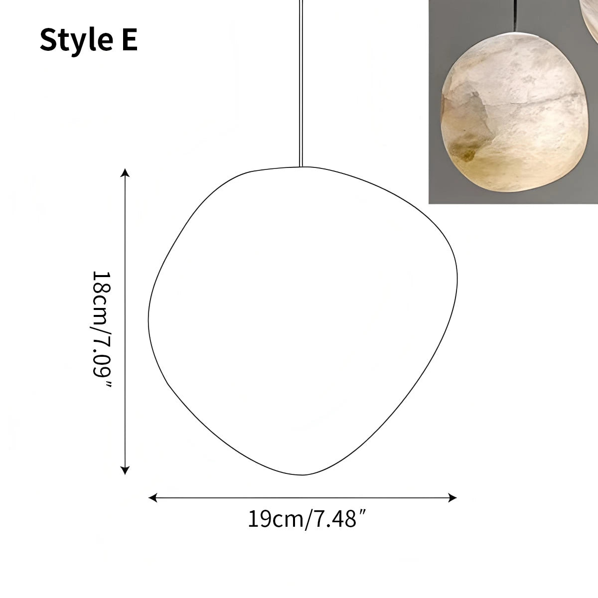 Antizer Modern Pebble Shaped Spanish Alabaster Pendant Light Style E Warm Light