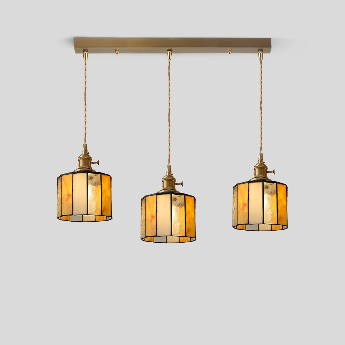 Antizer Vintage Brass Glass Pendant Light Style G Warm Light