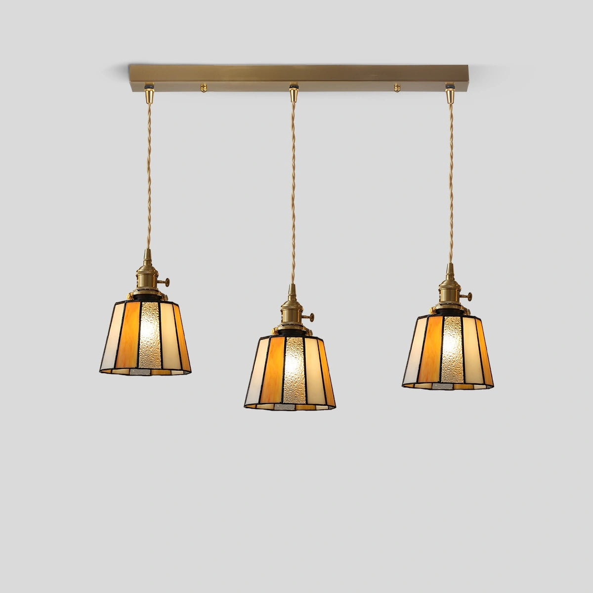 Antizer Vintage Brass Glass Pendant Light Style H Warm Light