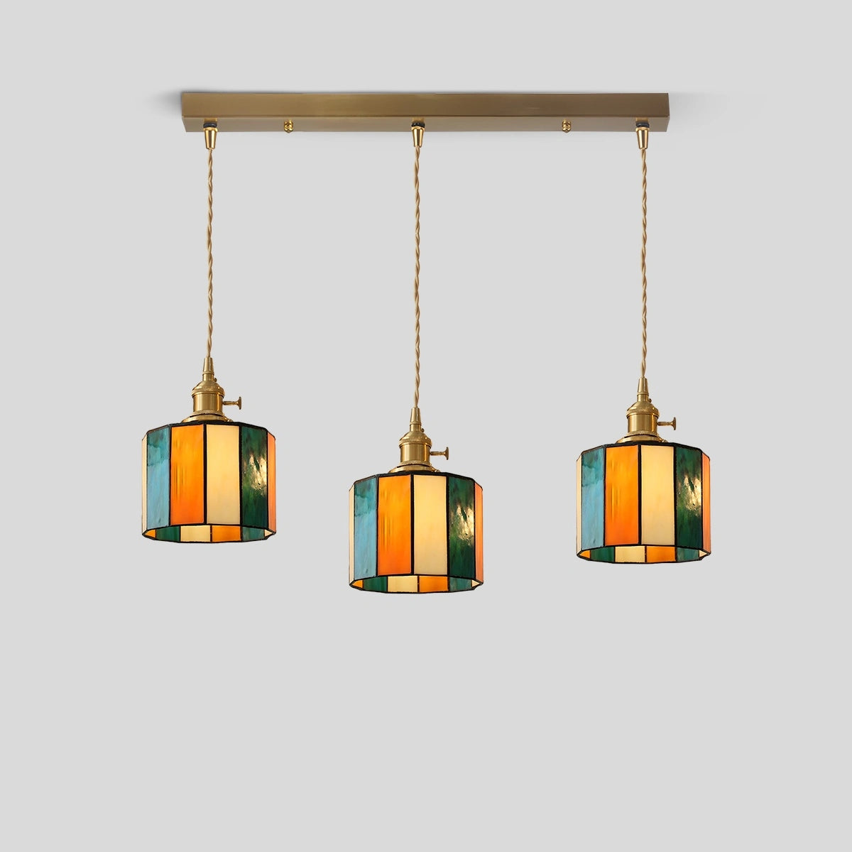 Antizer Vintage Brass Glass Pendant Light Style J Warm Light
