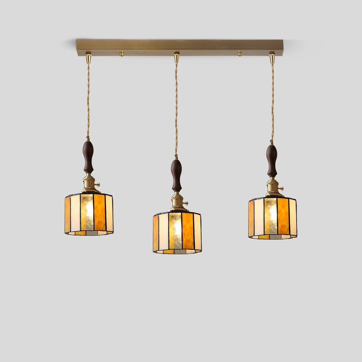 Antizer Vintage Brass Glass Pendant Light Style K Warm Light