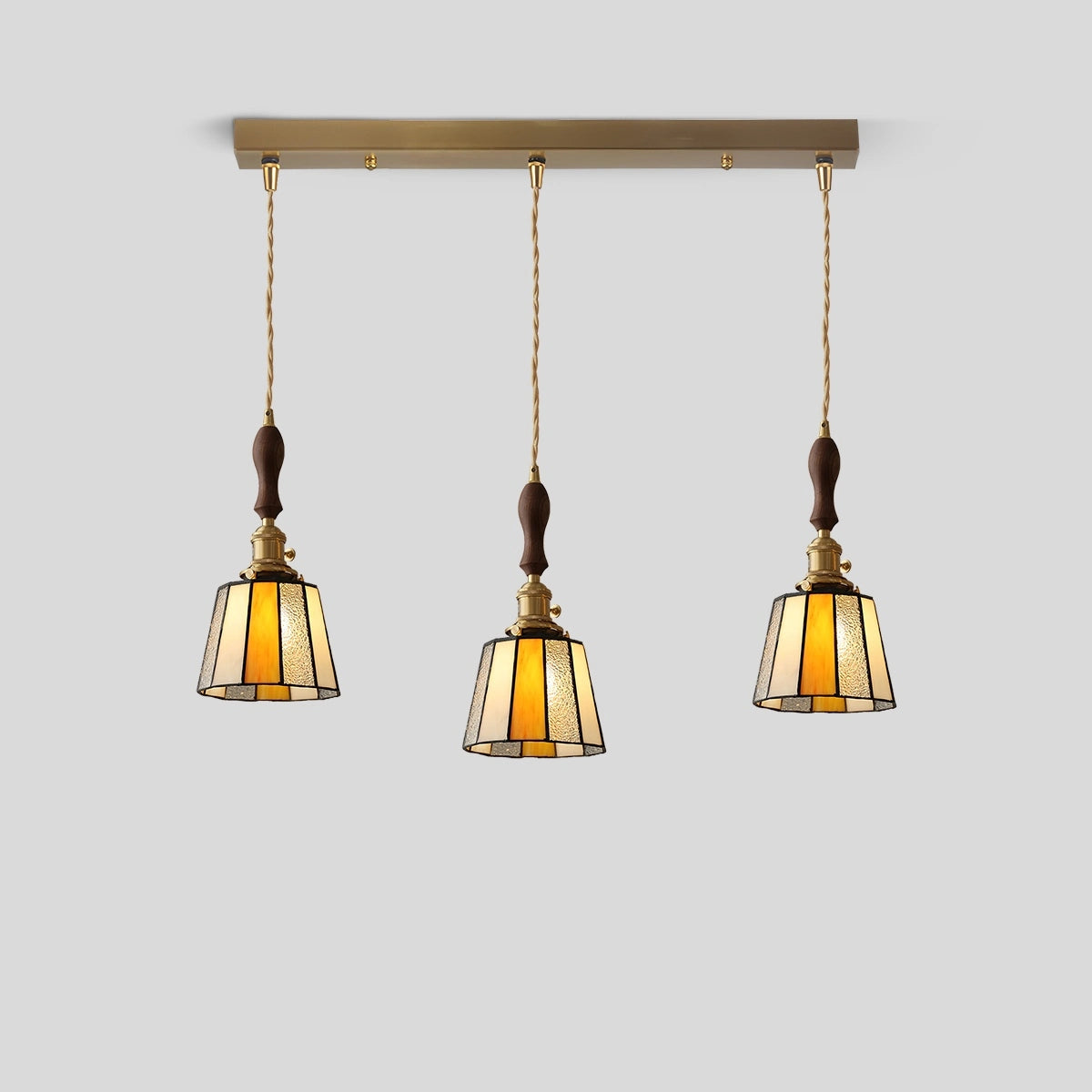 Antizer Vintage Brass Glass Pendant Light Style L Warm Light