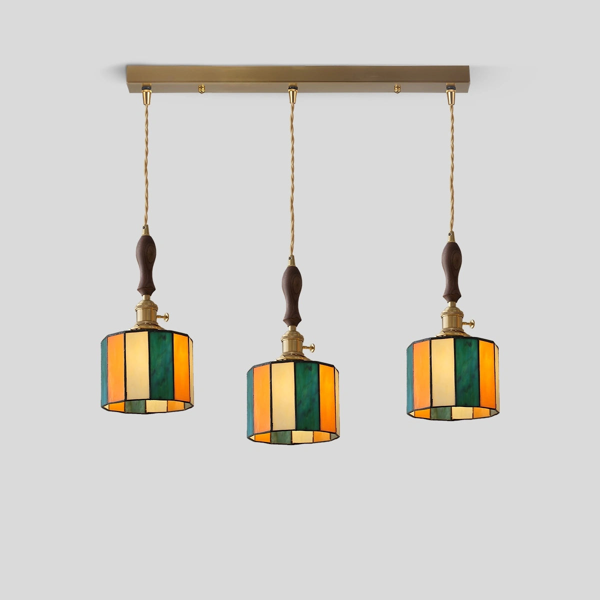 Antizer Vintage Brass Glass Pendant Light Style M Warm Light